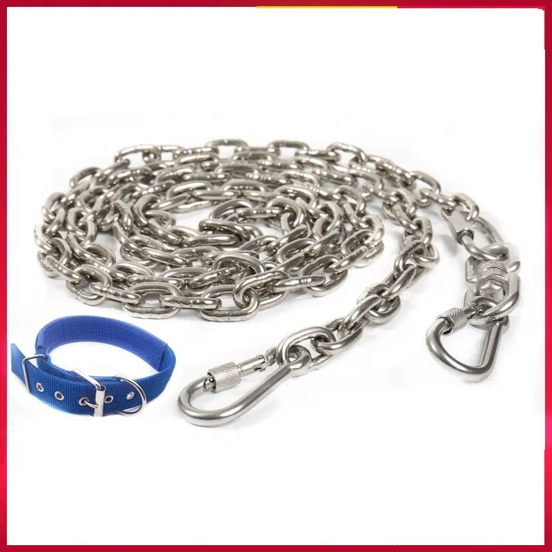 HQ LC01 100% Stainless Steel 304 Link Chain Dog Leash Pet Dogs Lead Leash Collar 2-5MM for Small or Large Dogs