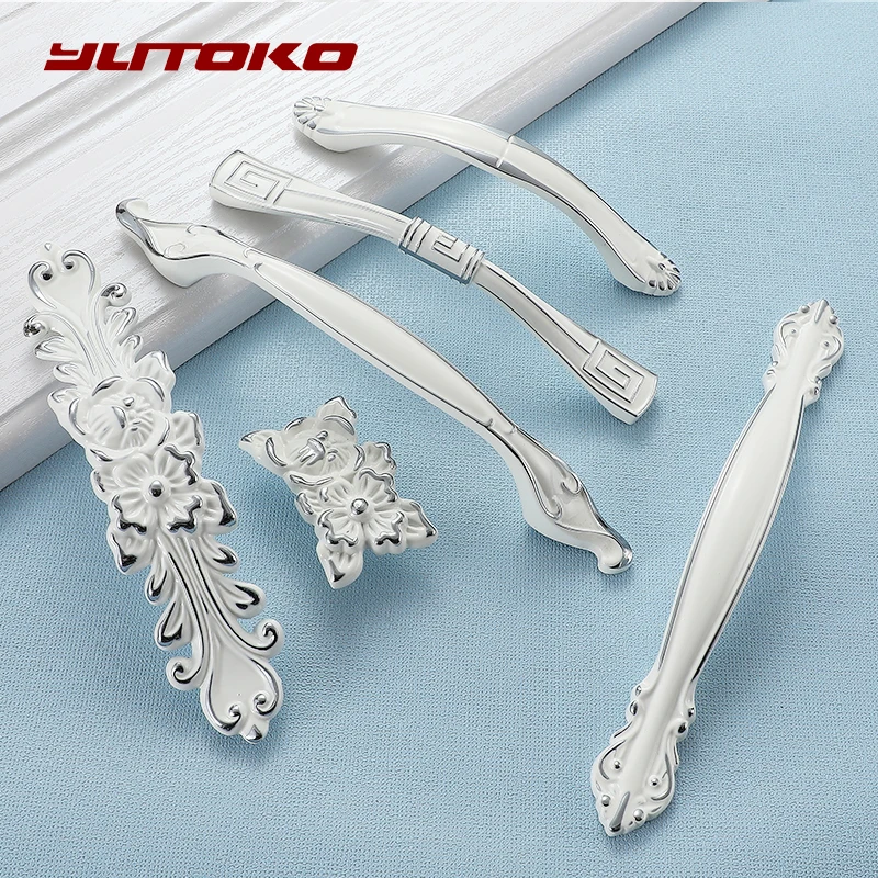 YUTOKO Cabinet Handle Zinc Alloy Ivory White Cabinet Handles Kitchen Cupboard Door Pulls Drawer Knobs European Fashion Furniture