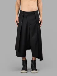Men False Two Trouser Skirt Spring And Autumn New Dark Fashion Personality Loose Straight Pants Irregular Nine Minutes Pants