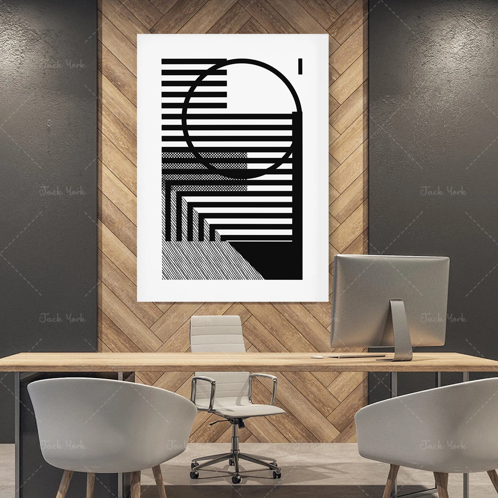 Original Serigraph. Black and White Bauhaus Print - Mid Century Modern Serigraph, Office Decor - Minimalist Wall Art - Abstract