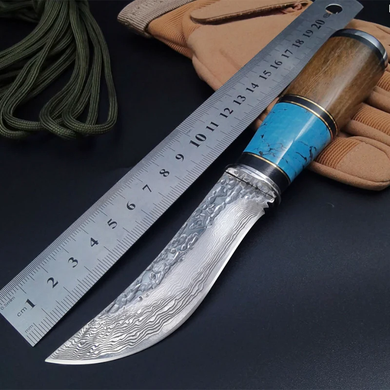 

Fixed Blade Tactical Knife New style High hardness Handmade Damascus steel Hunting Knife Camping Survival Knife Wooden handle