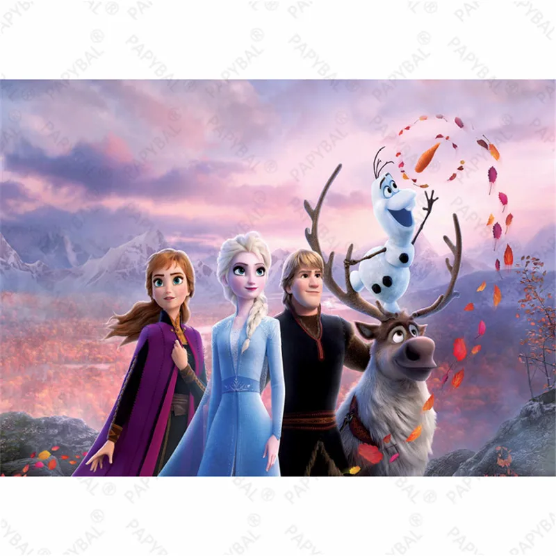 Disney Frozen Anna Elsa Princess Birthday Backgrounds Decors Vinyl Cloth Party Backdrops Baby Shower Supplies Kids Girls Gifts