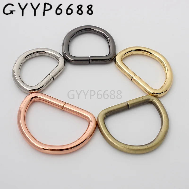 10-30-100pcs 5 sizes 7 colors 5.0mm wire non-closed polished d-ring for diy leather bag chain bag accessories wholesale price