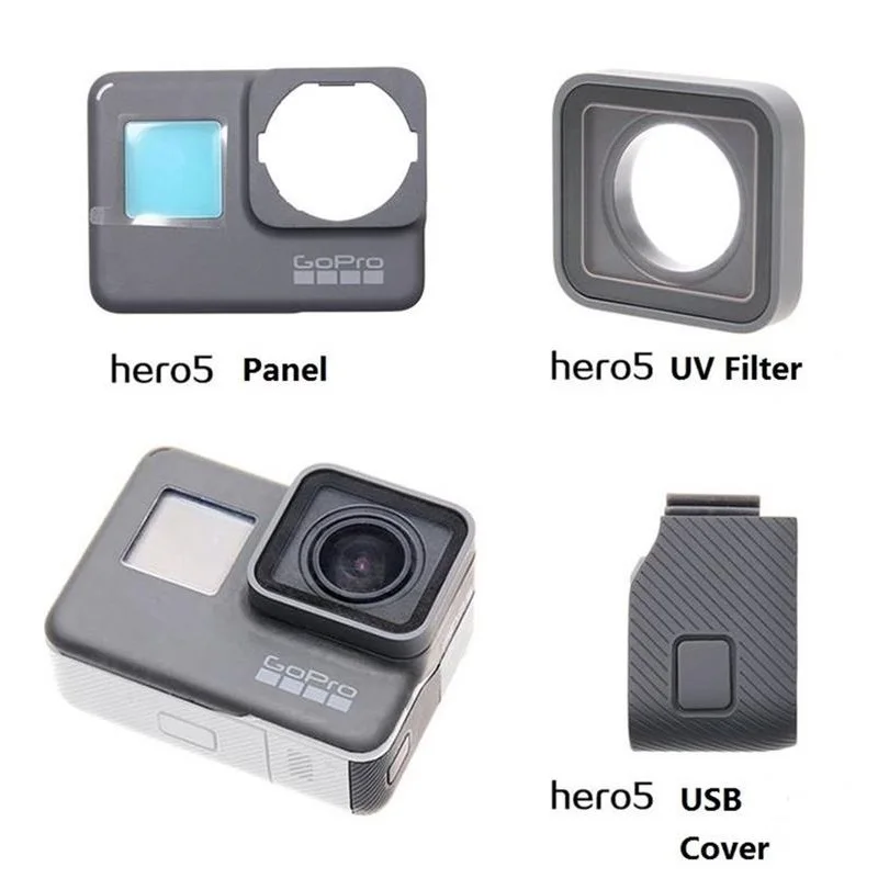 For GoPro Hero 56789/101112 Black Original Accessories Frame Front Door Faceplate Panel/UV Filter Lens/Battery USB Cover/Case