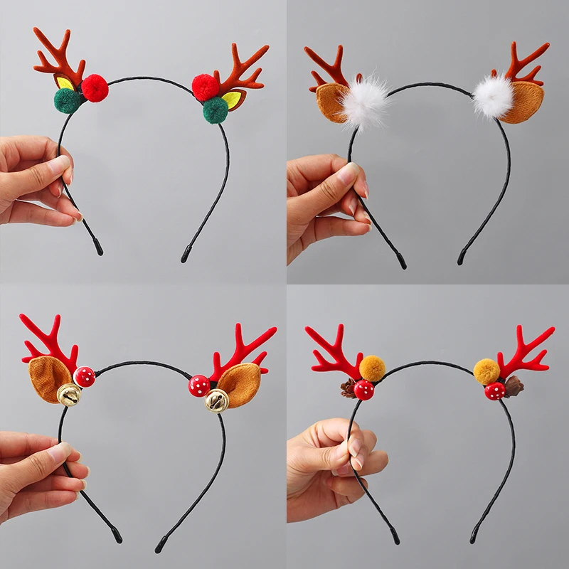 Christmas Headdress Girls Cute Antlers Hairpin Hairy Pine Cone Hairpins Children\'s top clip Hair bands Hair Accessories Gift