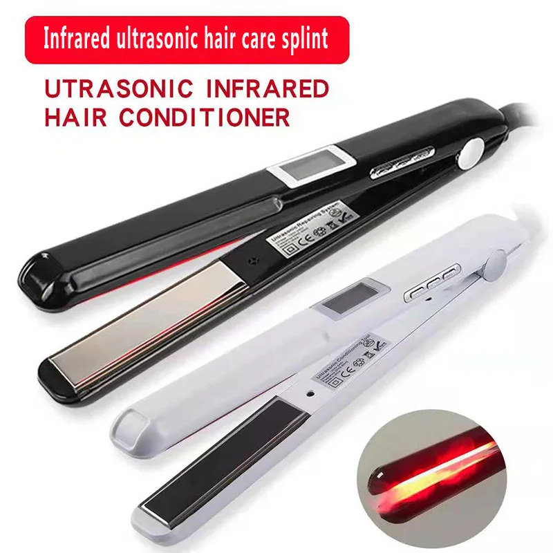 Professional Ultrasonic Infrared Hair Care Iron Recovers Damaged Tool LCD Display Hair Treatment Styler Cold Iron Straightener