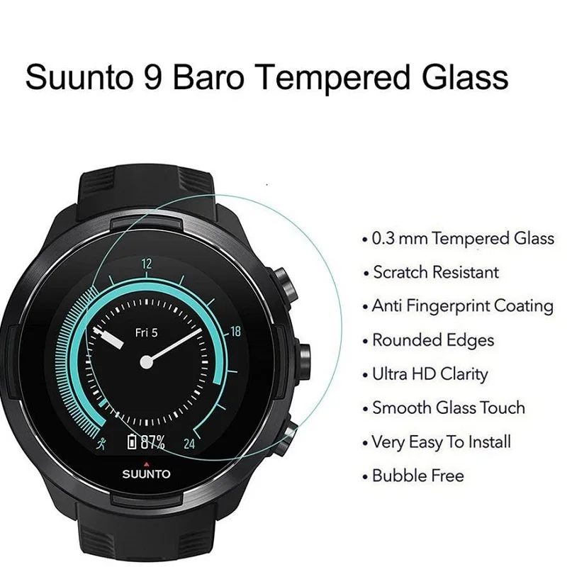 5 шт., Защита экрана для круглых смарт-часов Suunto 9 Baro, закаленное стекло, защитная пленка против царапин для Suunto 9 Peak