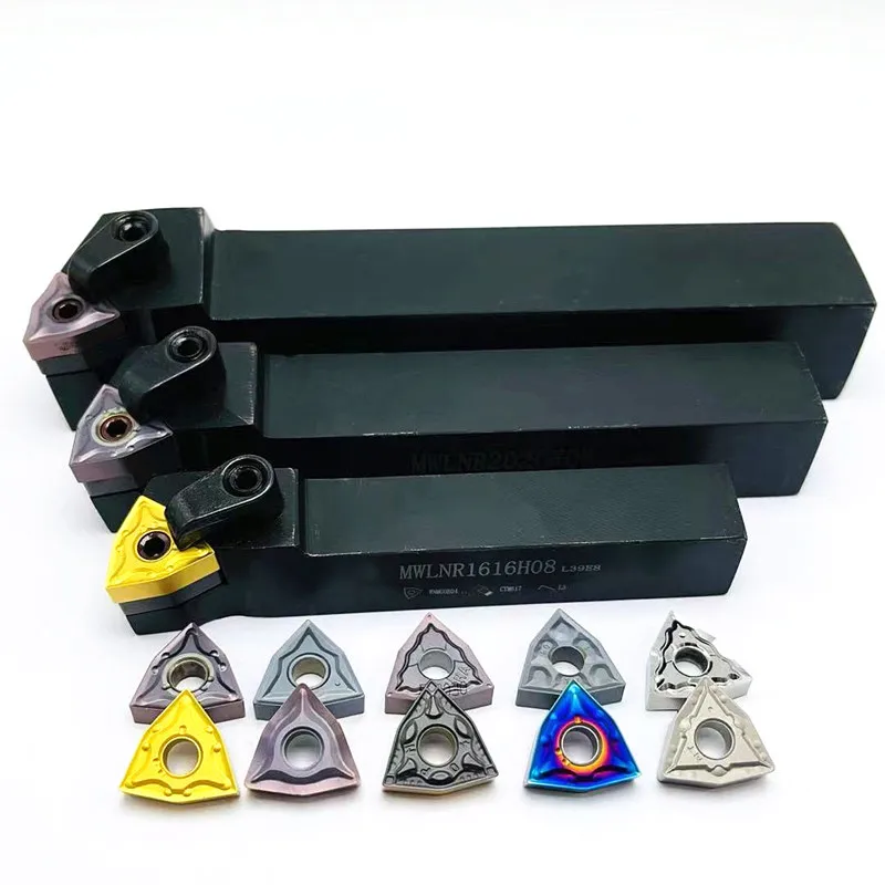 MWLNR1616H08 MWLNR2020K08 MWLNR2525M08ที่ยึดเครื่องมือภายนอก + เครื่องมืออะไหล่แทรกคาร์ไบด์ WNMG080408 WNMG080404 10ชิ้น mwlnr