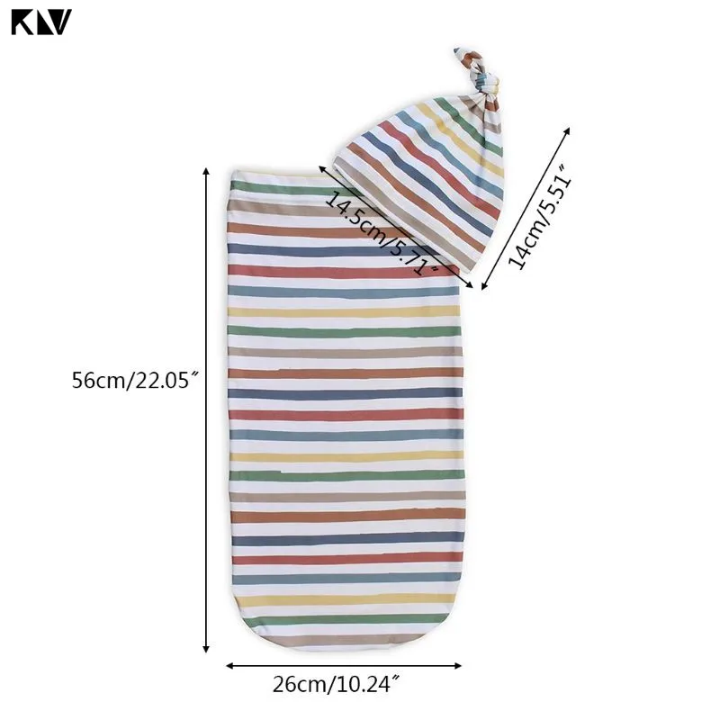 KLV Baby Wrap Sleeping Bag Cute Blanket with Hat Swaddle Set Newborn Anti-shock Soft Skin-friendly Towel Infant Gifts