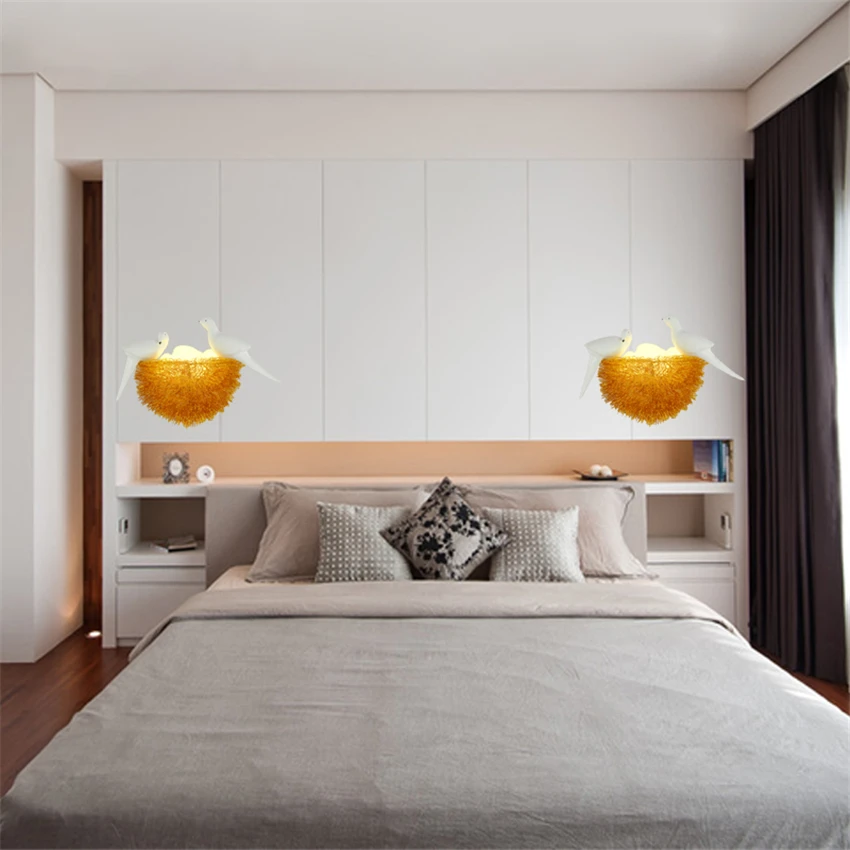 Nordic Bird's Nest Glass Wall Lamps Children's Room Bedroom Bedside Living Room Sconce Wall Lights Decoration Balcony Fixtures