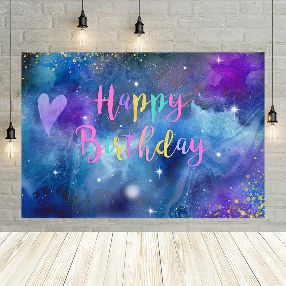 Avezano بنين بنات حفلة عيد ميلاد راية صور خلفية للتصوير سحابة الذهبي الأزرق الأرجواني خلفية فوتوزون الدعائم