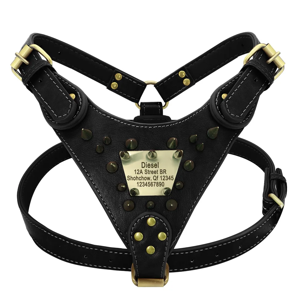 Durable Dog Harness Personalized Dogs Harness Vest For Medium Large Dogs Training Show Party With Anti-lost Tag Nameplate Handle