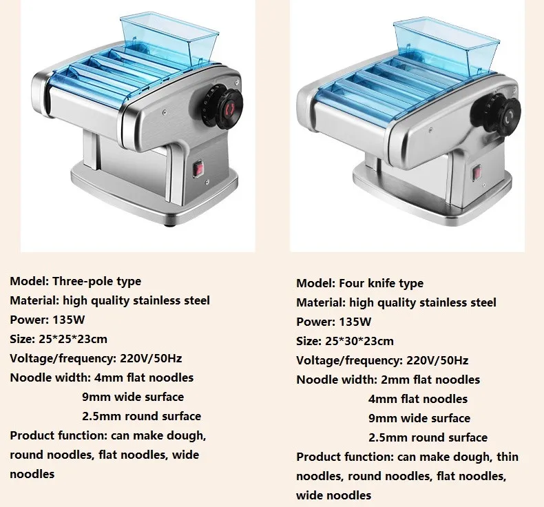 220V Listrik Rumah Tangga Pembuat Mie Komersial Otomatis Stainless Steel Multi Adonan Menekan Mesin Noodle Maker Mesin