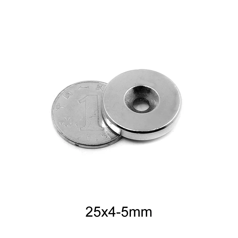 2~30PCS 25x4-5 Neodymium Magnet 25*4 Hole 5mm N35 Round Strong Countersunk Permanent Magnetic Magnets 25*4-5 Disc magnet 25x4