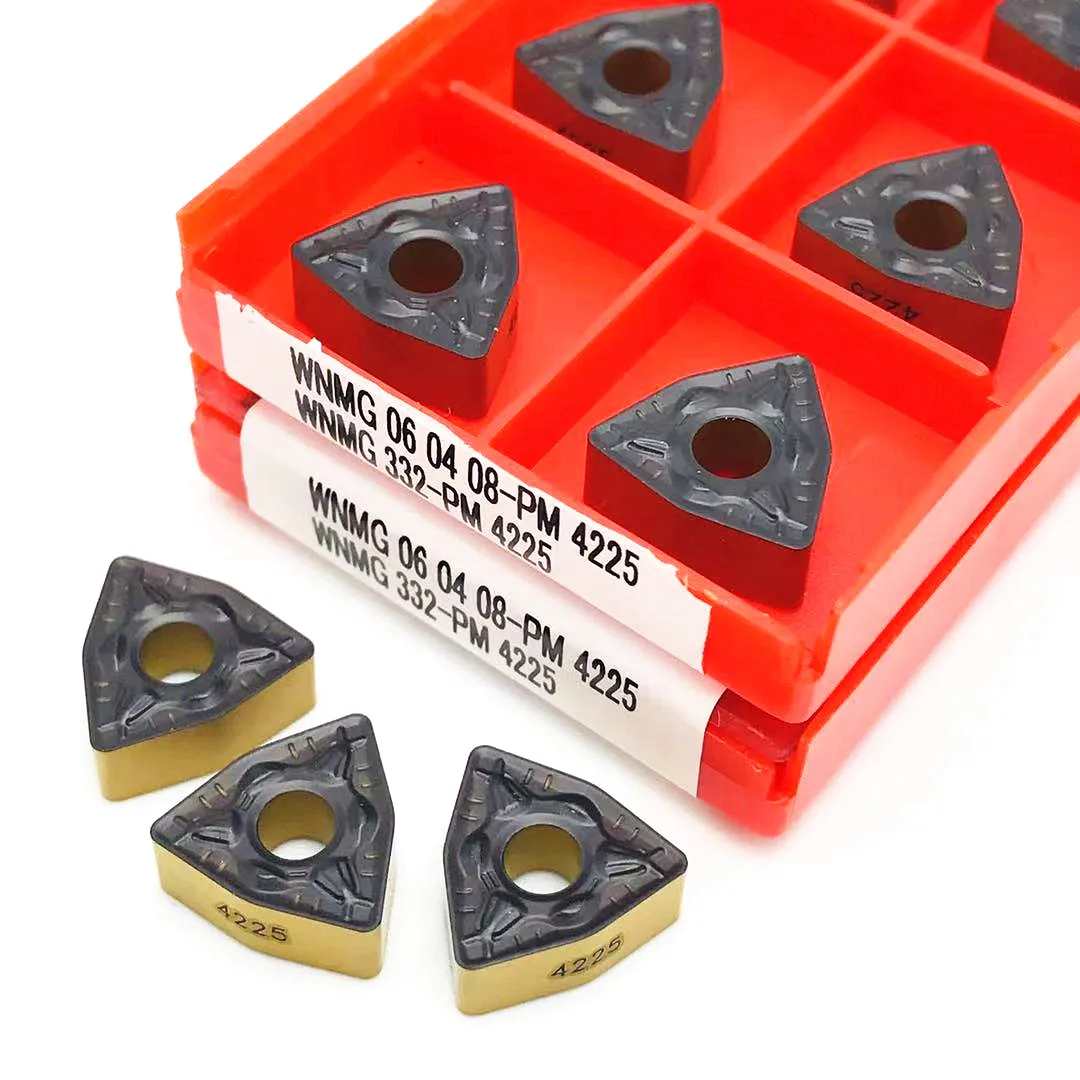 Aço inoxidável Carbide Insert, Ferramenta Torno CNC, Liga Insert WNMG 060408 PM 4225, Parte de corte, WNMG 060408