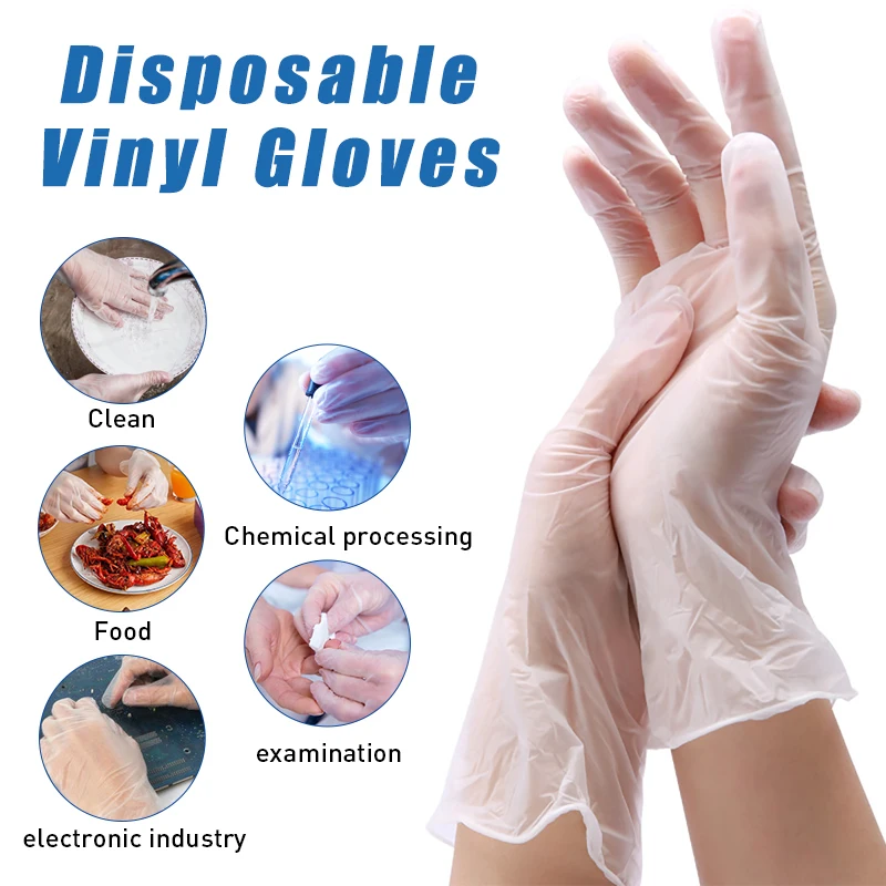 Disposable Vinyl Examination Gloves Cleaning Home Kitchen Work PVC Protective Gloves Thicken 20 50 100 pcs Small Medium Large