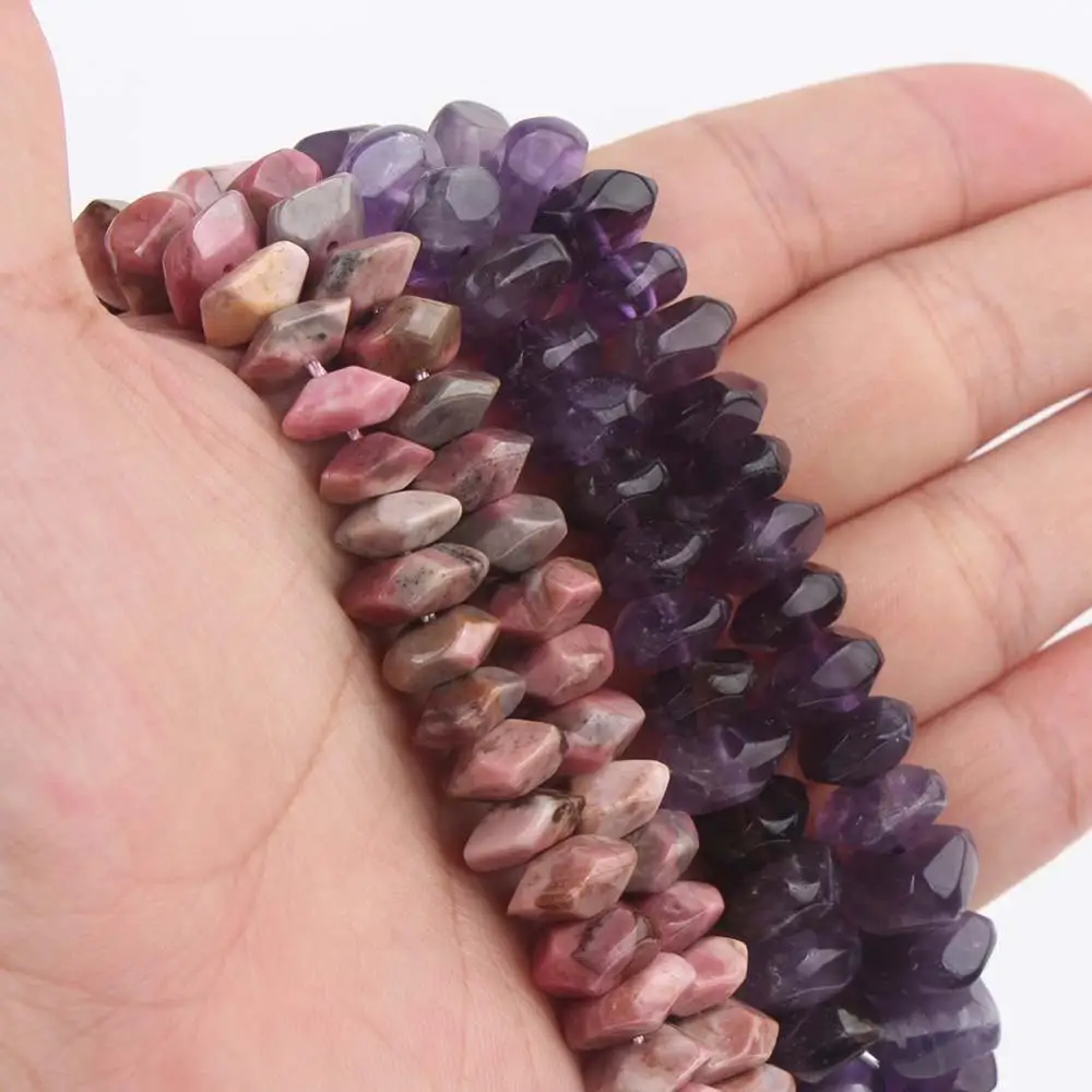 6x11mm Natural Stone Rhombus Rhodonite Amethysts Beads Irregular Loose Spacer Beads For Jewelry Making DIY Bracelet Accessories