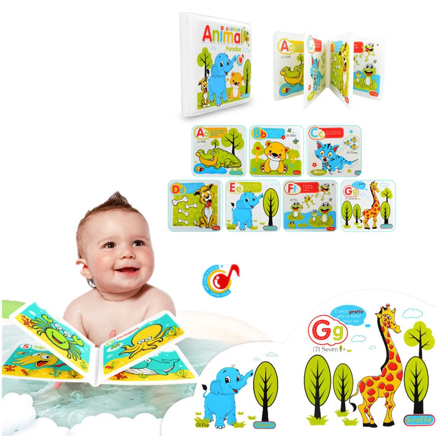 

Baby Bath Toys Books, Swimming Water Bathroom Toy Kids Early Learning Animal,Food Waterproof Books Educational Toys For Children