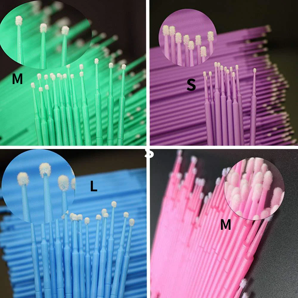 100Pcs/Lot Disposable Eyelash Brush  Eyelashes Extension Individual Lash Removing Swab Micro Brush For Eyelash Extension Tools