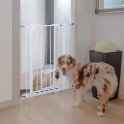 House Stair Door Gate Fence with Small Door Pet Puppy Dog Cat Barrier Gate Safety Children Doorways Guardrail One Lock