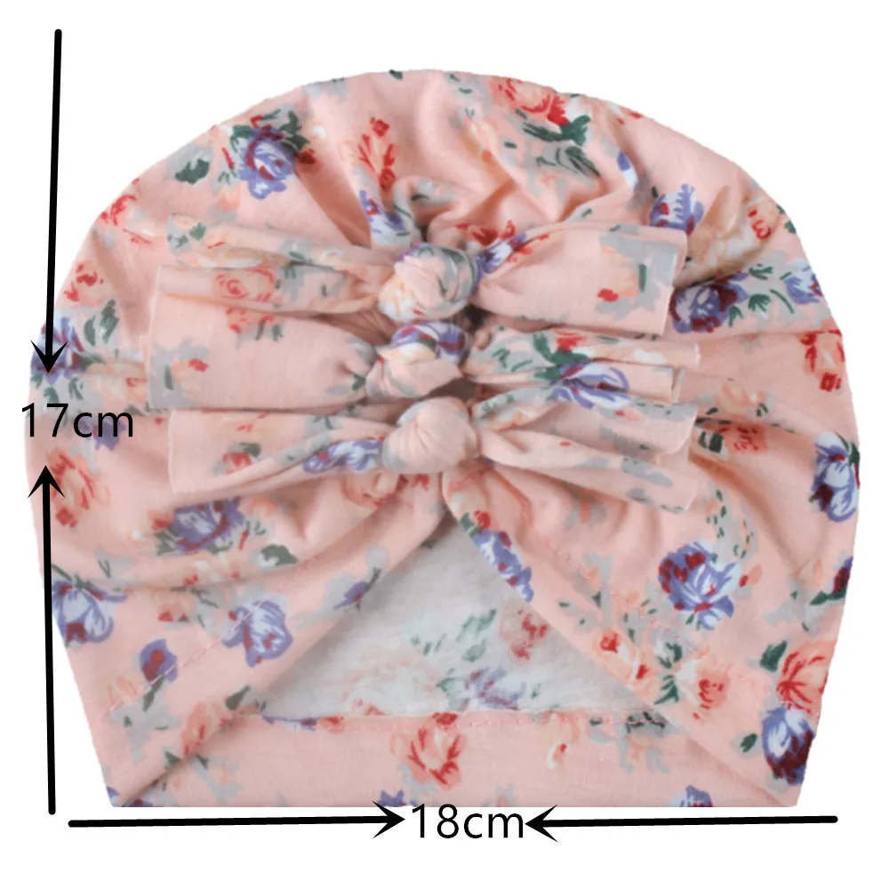 2020 0-24M Spring Summer Baby Girl Hat Big Bow Print Soft Cotton Baby Hat Kids Newbworn Bonnet Cap Beanie for Girls