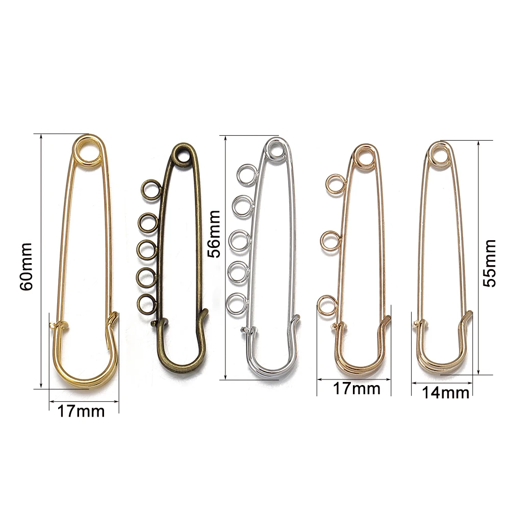 20pcs DIY Hole Brooch Pin Multi Size Hijab Pins for Jewelry Making Components Name Brooch Settings Fit Charms Chains