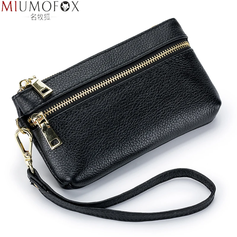 Women Long Casual Wallet Thin Genuine Leather Lady Zipper Phone Pocket Daily Shopping Female Purse Coin Money Bag mini Clutch