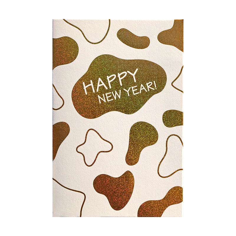 10pcs New Year\'s Card, Hot Stamping Card With Envelope Invitation, Internal Blank 15*10cm Card