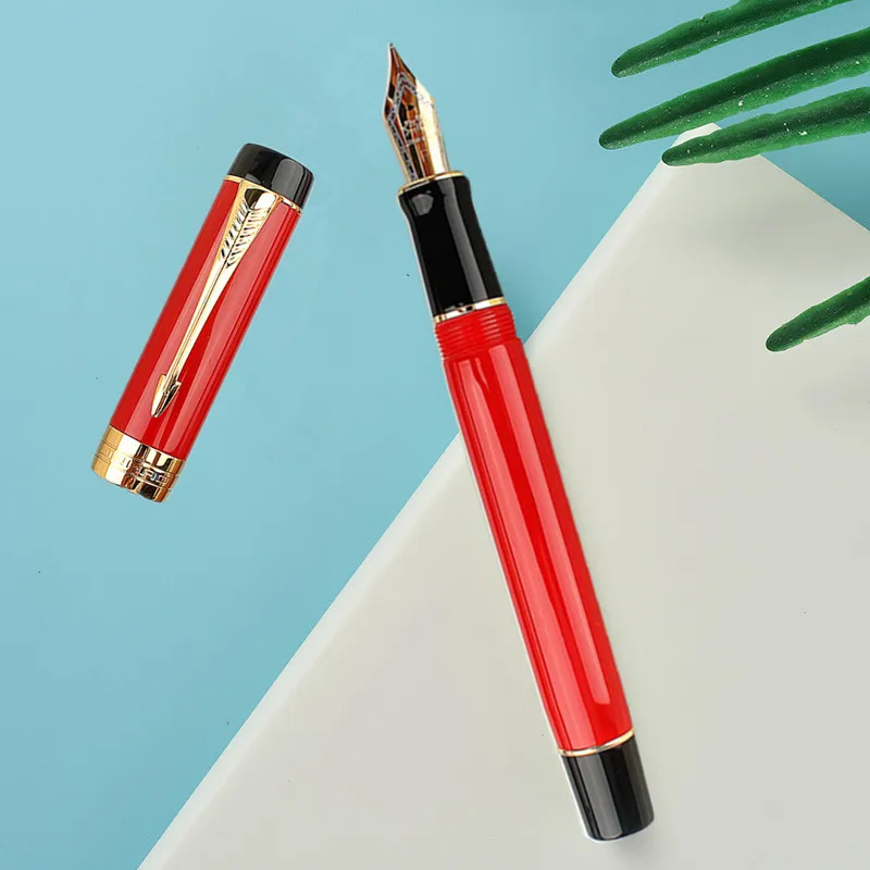 

Jinhao 100 Centennial Resin Fountain Pen Red with Jinhao Logo EF/F/M/Bent Nib Converter Writing Business Office Gift Ink Pen