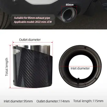 適用於新款 2021 2022 年 Mini Copper F60 JCW Countryman 模型車的 1 件裝高品質黑色碳纖維 95mm 進氣排氣尾嘴 6 最佳銷售 假排氣管 - №6