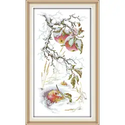 Joy Sunday Apple in the Snow Cross Stitch Kits Aida 11CT 14CT Counting and Stamping Embroidery DIY Printed Canvas Set Home Decor