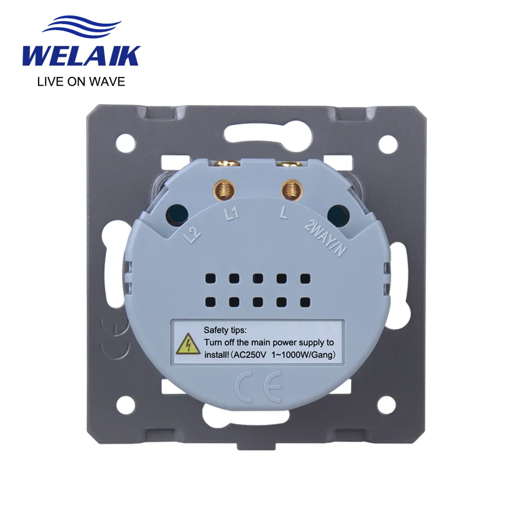 WELAIK EU Single FireWire 1~1000W Cross 1Gang 1Way 2Way Smart LED Light Strip Switch Wall Touch Switch Module 220V 5A A911-A912