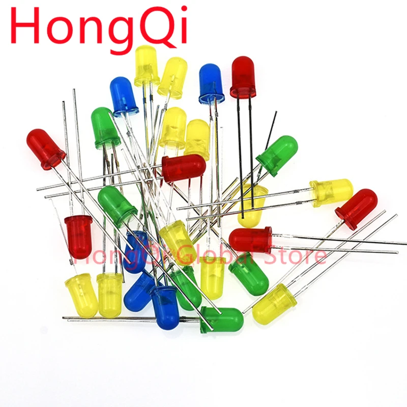 100pcs 5mm LED Diode 5mm Kit assortiti bianco verde rosso blu giallo arancione rosa viola bianco caldo diodo luminescente fai-da-te