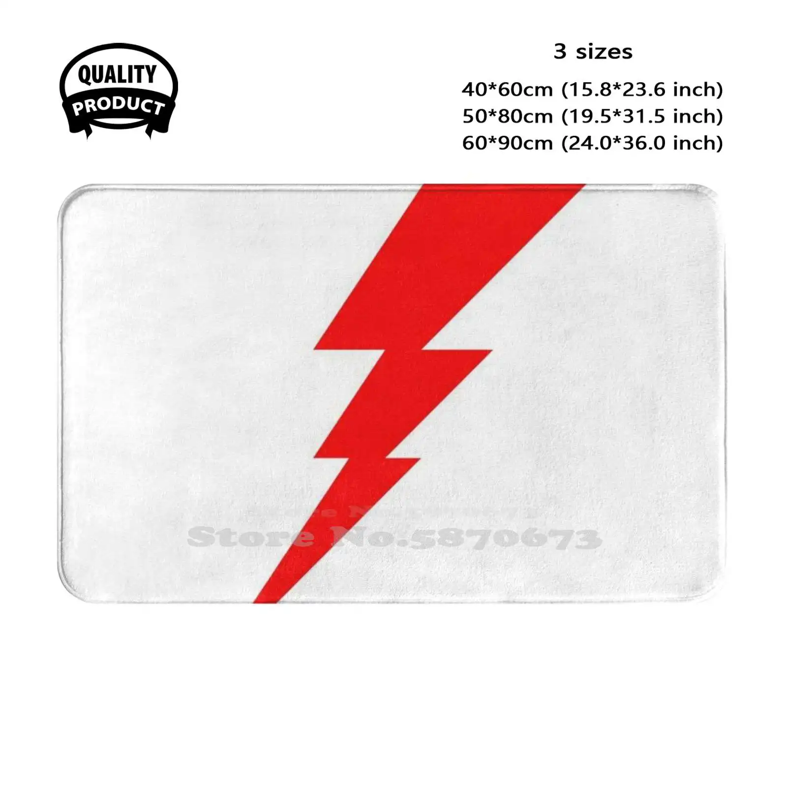 Red Lightning Bolt Soft Cushion Home Carpet Door Mat Car Rug Flash Freddie Costume Gordon Queen Band Thunderbolt Electrical