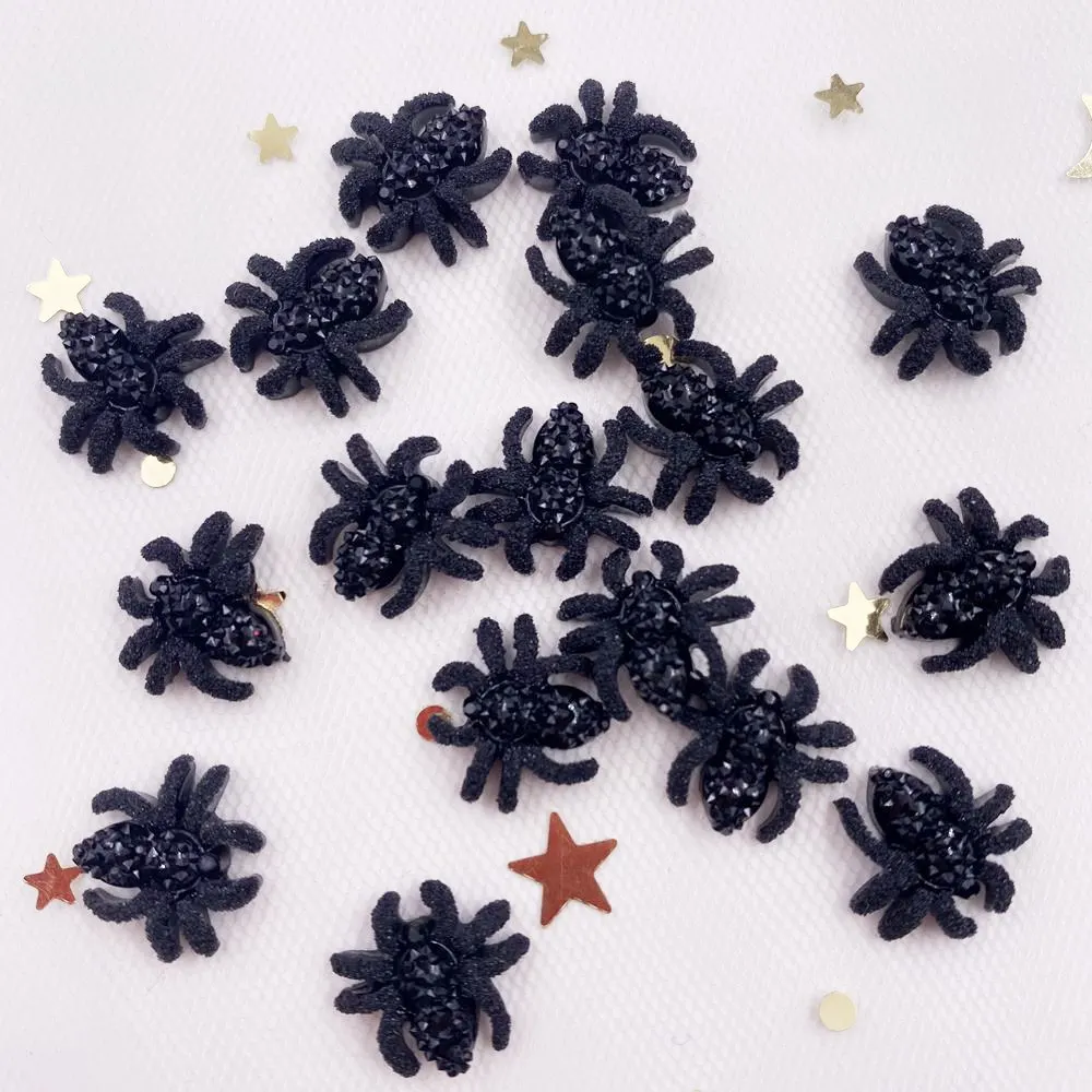 60pcs Delicate Black Spider Flatback Rhinestone Applique DIY Christmas Scrapbook Jewelry Stone Craft F977*2