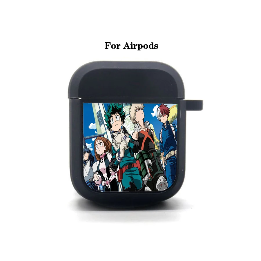 Anime My Hero Academia AirPods custodia Cover Apple AirPods borsa per auricolari custodia protettiva in Silicone morbido Bluetooth