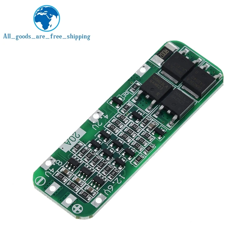 PCB BMS Proteção Board para Drill Motor, 3S 20A Li-ion Battery 18650 Carregador, 12.6V Lipo Cell Module, 64x20x3.4mm