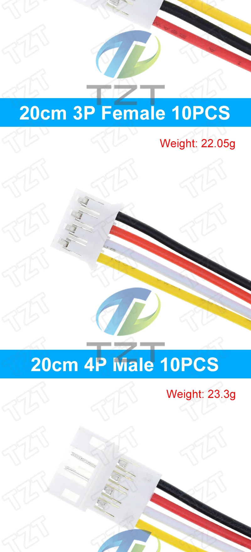 10 Stück 5 Paar Micro JST PH 2.0 2P 3P 4P 5P 6PIN Stecker-Buchsen-Verbinder mit Kabeln 20CM+20CM für Arduino MP3 – Detail 8