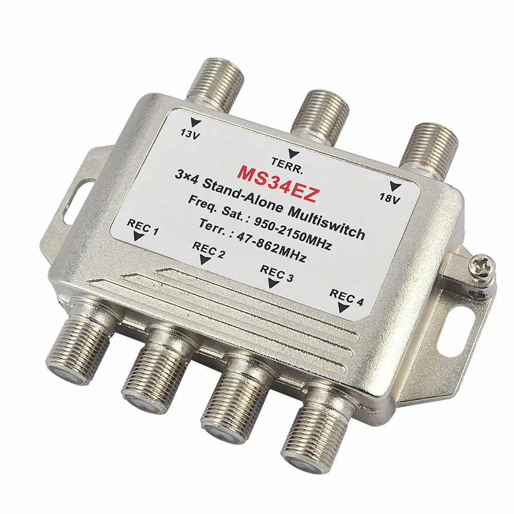 3 In 4 Out 3X4 Satelliet Multischakelaar Splitter Fta Tv Lnb Switch Cascade Satelliet