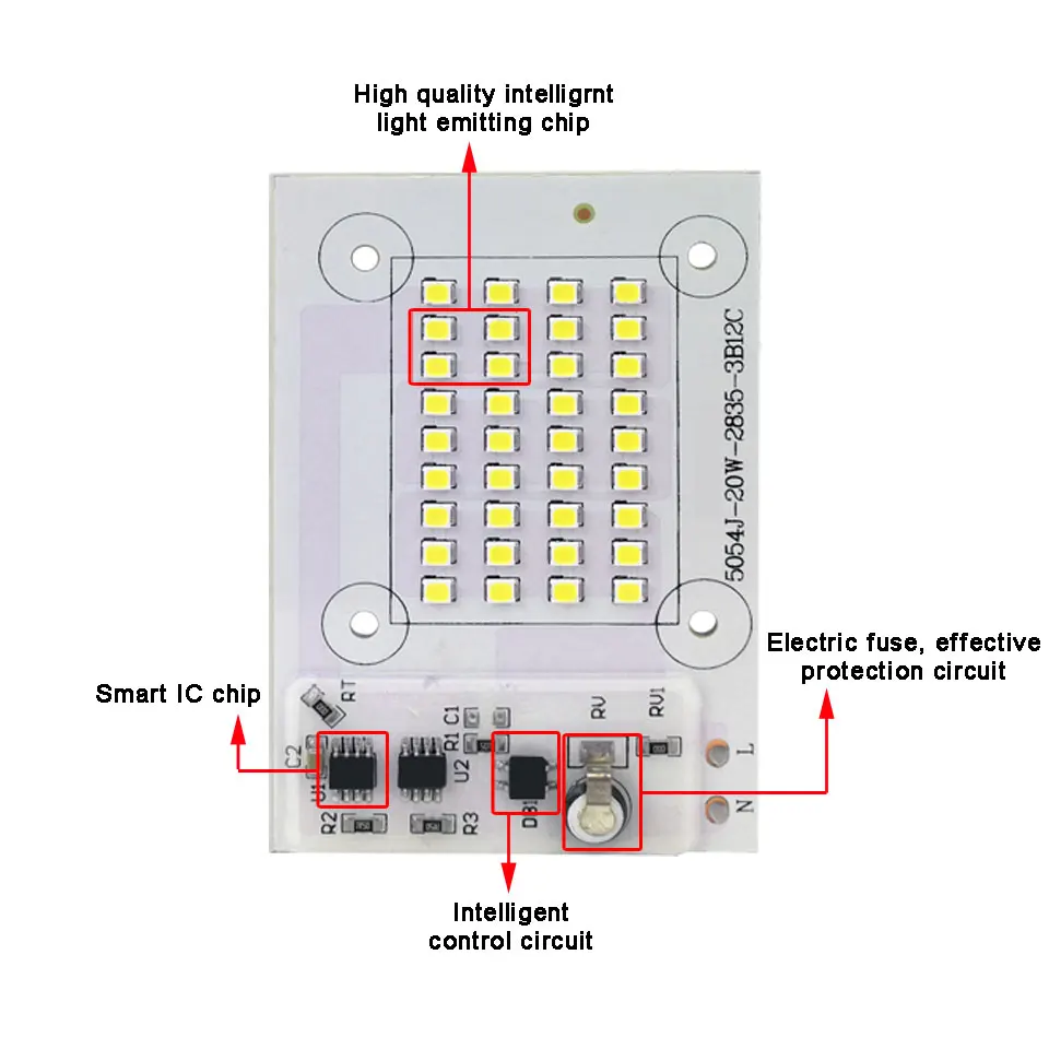 20W 30W 50W 100W 150W SMD LED Chip AC220V LED Beads 3000K 6000K SMD2835 Matrix Light Board For DIY Outdoor Garden FloodLight