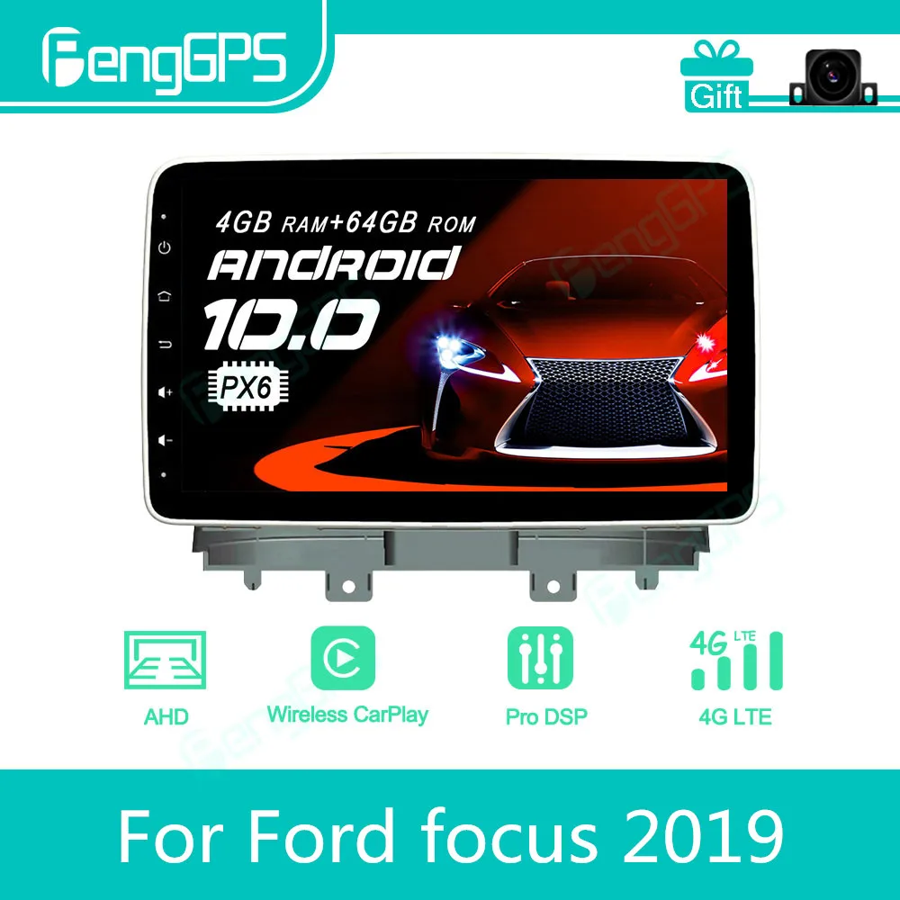 For Ford Focus 2019 Android Car Radio Stereo Multimedia Player 2 Din Autoradio GPS Navigation PX6 Unit Screen Display