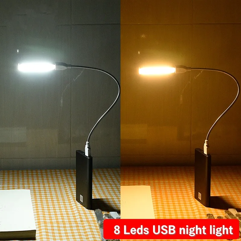 Mini USB LED Lampu Meja Portabel Lampu Meja Baca 3 8 24LED Buku Malam Lampu Senter untuk Berkemah Bank Daya Notebook