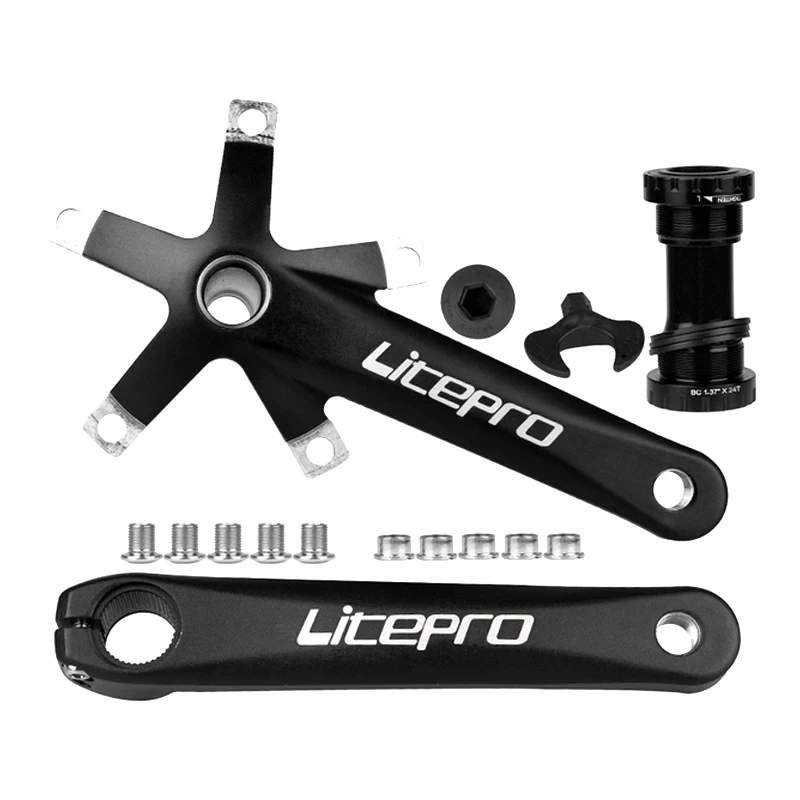 Litepro Crankset BMX Hollowtech Crank Arms For Bicycle 130bcd Integrated Candle Pe 1 Crowns Folding Bike Connecting Rods 170MM