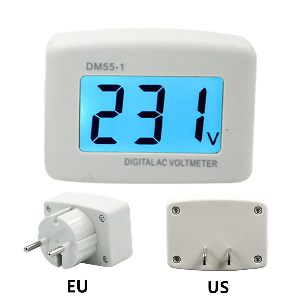 Digital Voltmeter EU US Plug Volt Meter Socket Voltage Tester AC 80-300V Electrical Instruments LCD Voltmeter DM55-1 Pen Tester