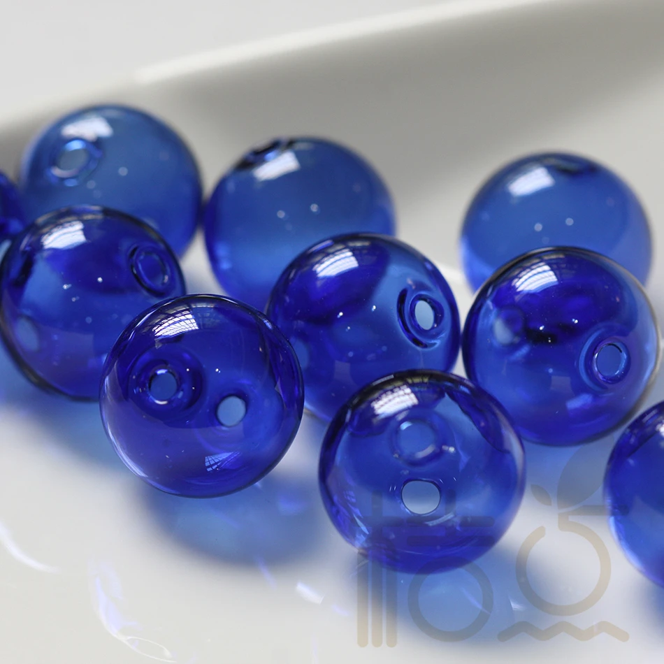 4 Pieces Hand Blown Hollow Glass Beads With Regular 2 Holes (18H17H)