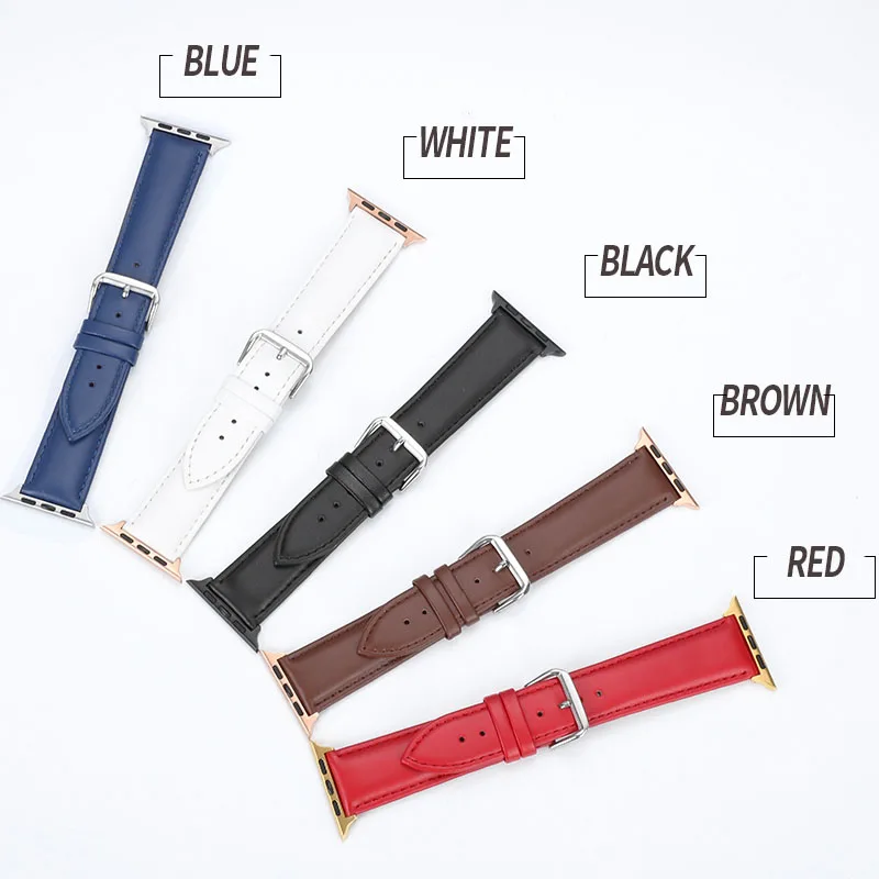 38-40mm 42-40mm Apple watch strap substitute 1-5 generation iwatch strap leather strap imported smooth Apple iwatch strap watch