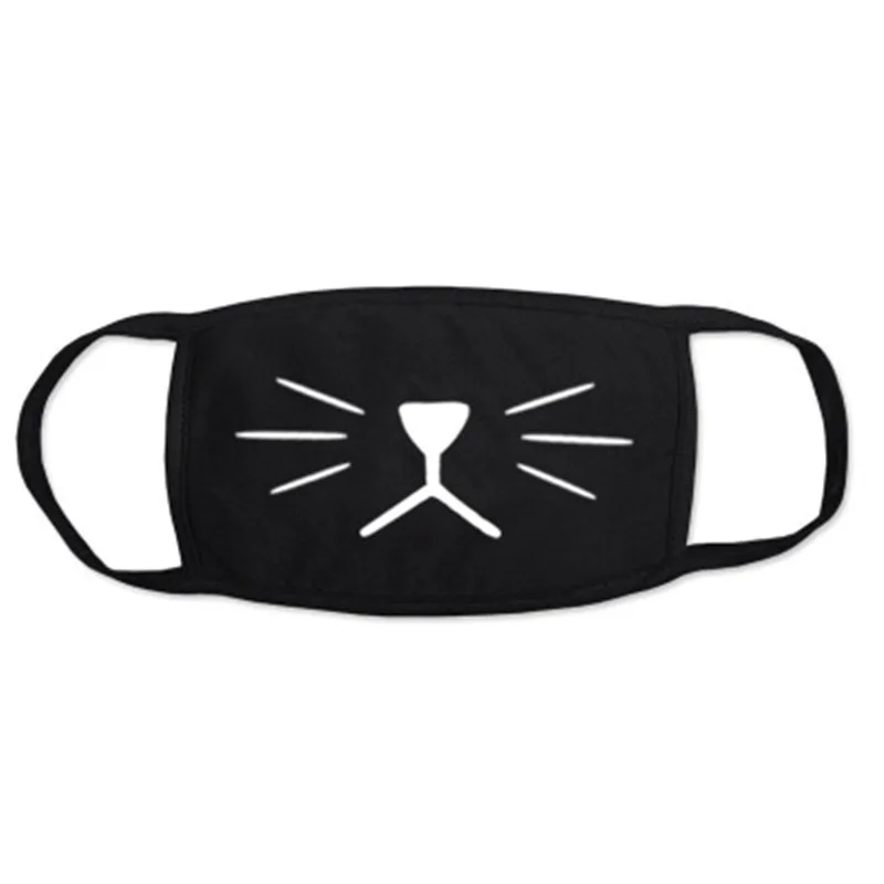 Masque facial drôle d\'ours de bande dessinée, masque de gril d\'anime de Kpop, lavable et réutilisable, noir