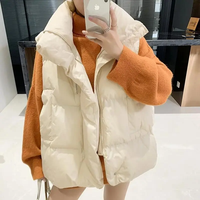 Women Fashion Windproof Cotton Vest 2021 Ladies Tops Warm Puffer Waistcoat Female Casual Sleeveless Jacket Quilted Cotton Coat