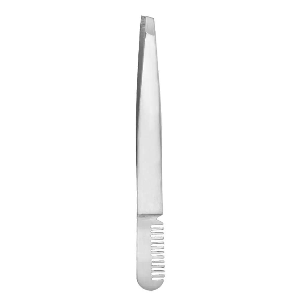 Steel Multifunctional Eyebrow Tweezers with Comb Eyelashes Extension Clip Double Eyelid Stickers Pliers Nail Rhinestones Picker