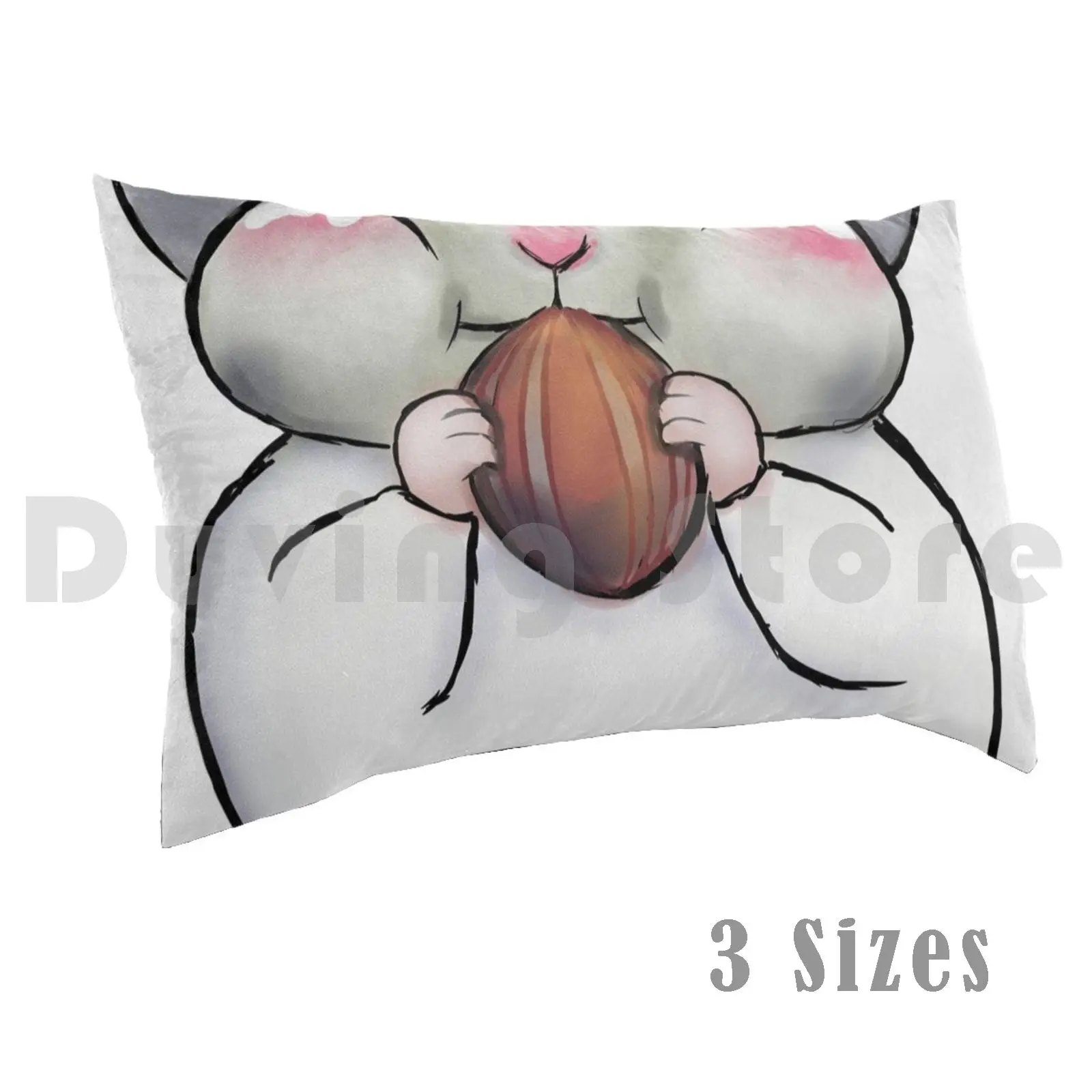 Baby Hamster Pillow Case Printed 50x75 Hamster Panda Eating Cute Baby Small Sunflower Seed Face